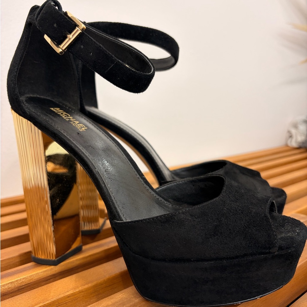 Michael Kors Black Suede Platform Sandals Size 7